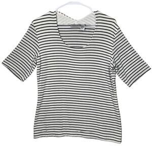 Chicos Travelers Slinky Shirt Womens Medium Black & White Half Sleeve Mime
